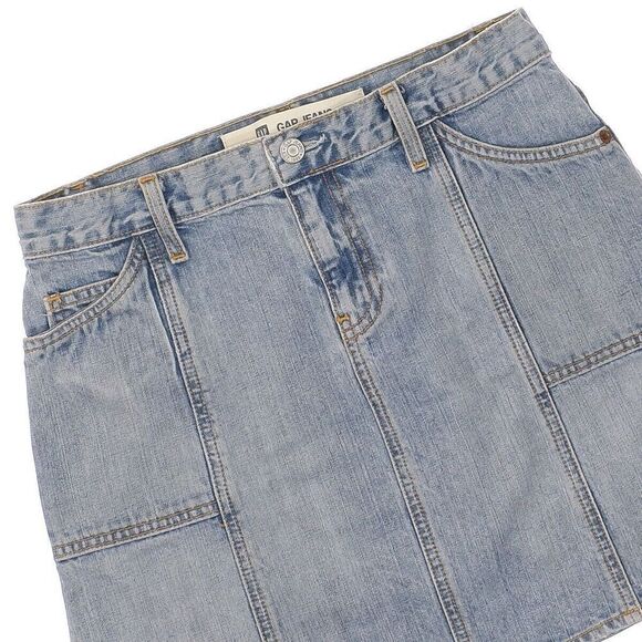 Gap Denim Skirt Womens Size 2 A-Line Pockets Medium Blue Cotton Measures 27 x 15 - Picture 2 of 8